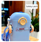 School Bus Design Kids Water Bottle With Strap– 500ml ABS Plastic Leak-Proof Bottle Small Square Drinking Cup – Fun & Durable Water Bottle for Children (Random Color)