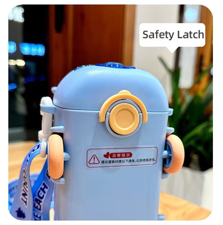 School Bus Design Kids Water Bottle With Strap– 500ml ABS Plastic Leak-Proof Bottle Small Square Drinking Cup – Fun & Durable Water Bottle for Children (Random Color)