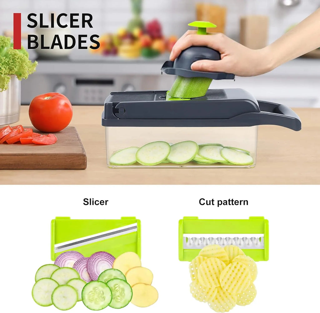 16 in 1 Multifunctional Vegetable Slicer Cutter Shredders Slicer With Basket Fruit Potato Chopper Carrot Grater