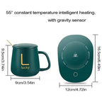 Ceramic Coffee Cup with Automatic Heating Pad | only in green color.