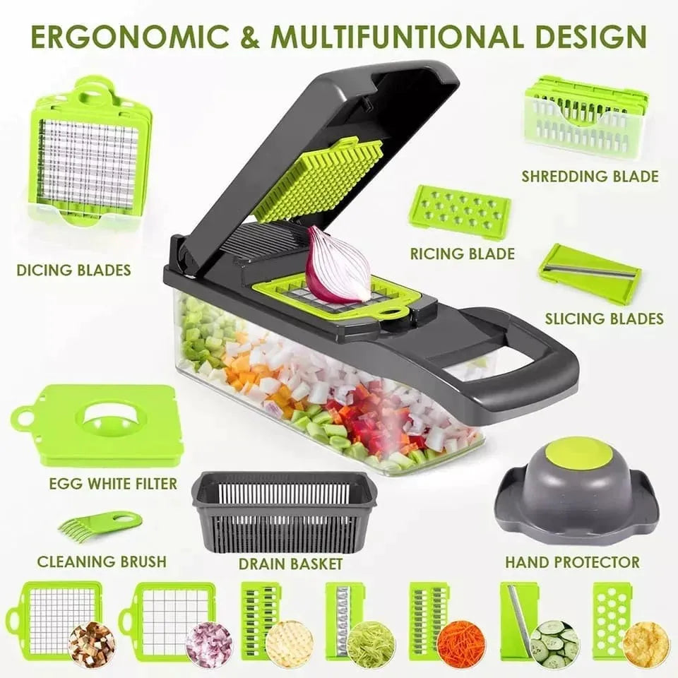 16 in 1 Multifunctional Vegetable Slicer Cutter Shredders Slicer With Basket Fruit Potato Chopper Carrot Grater
