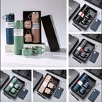 500ml Stainless Steel Vacuum Flask Water Bottle With 2 Extra Cups (160ml) – Thermal Bottle For Hot & Cold Drinks – 3-piece Travel Thermos Set